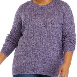 Kim Rogers Plus Size Cable Knit Marled Sweater NWT